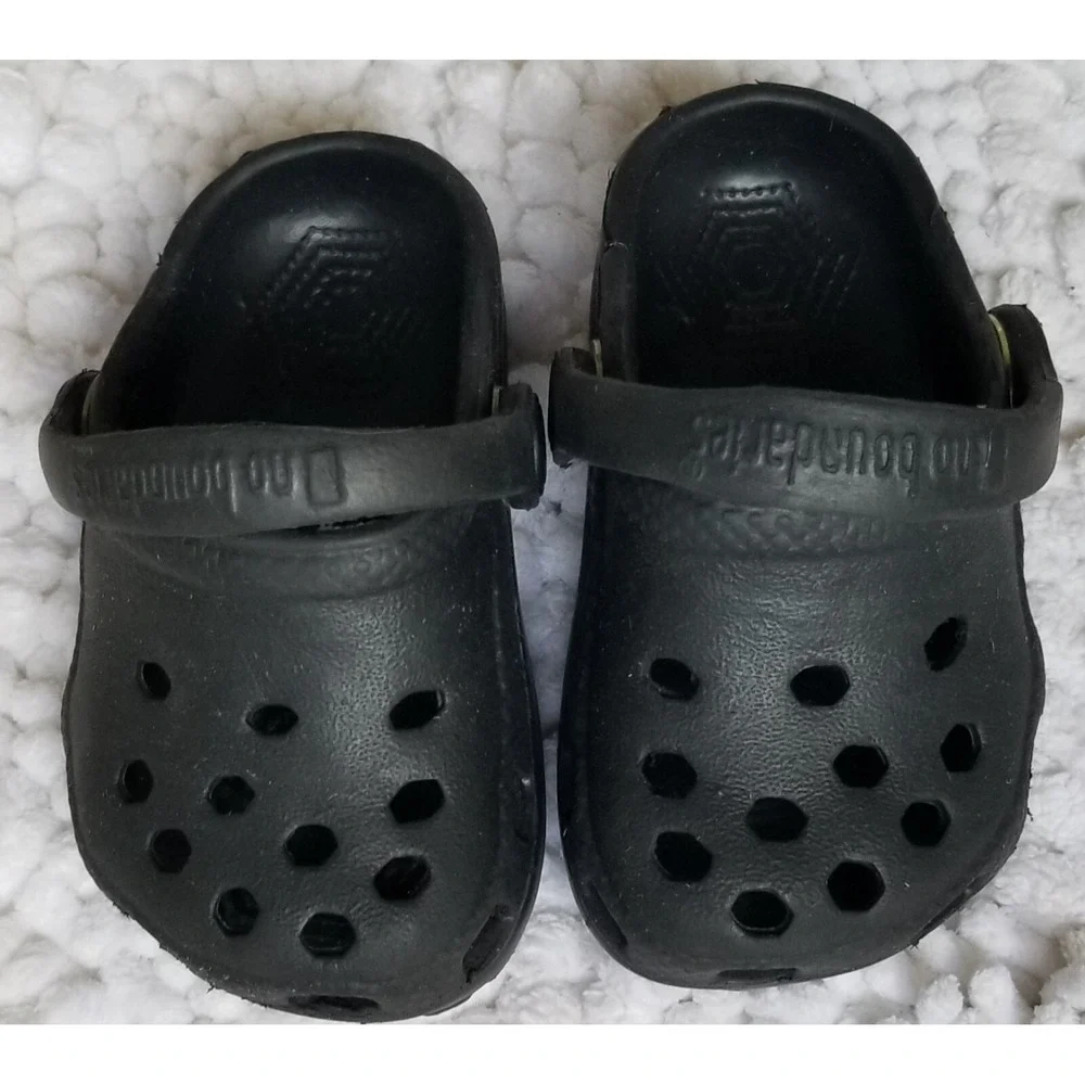 NO BOUNDERIES Infants toddler BLACK Water Shoes/Clog/Sandal W/Back Strap Y2K Vtg